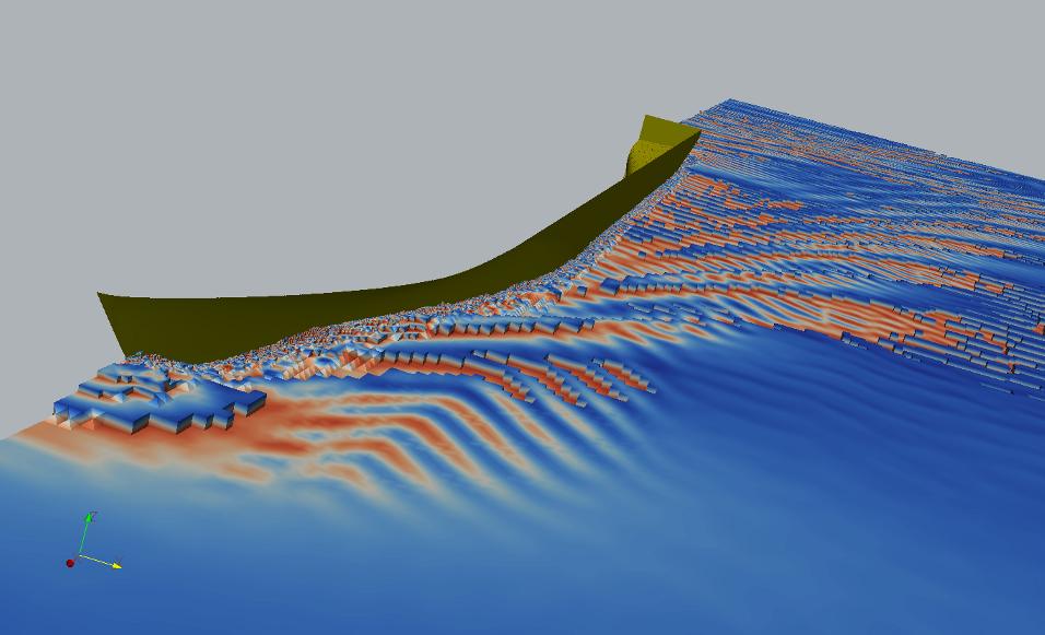 Rumpf mit Fahrt durchs Wasser